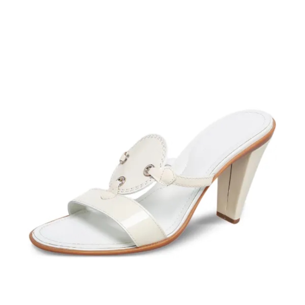 Tod’s Elegant Cream Patent Leather Open Toe Slide Heel 8.5 Made In Italy Sandals